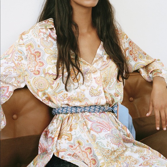 ZARA BNWT Flowy Printed Shirt Dress - Picture 3 of 10